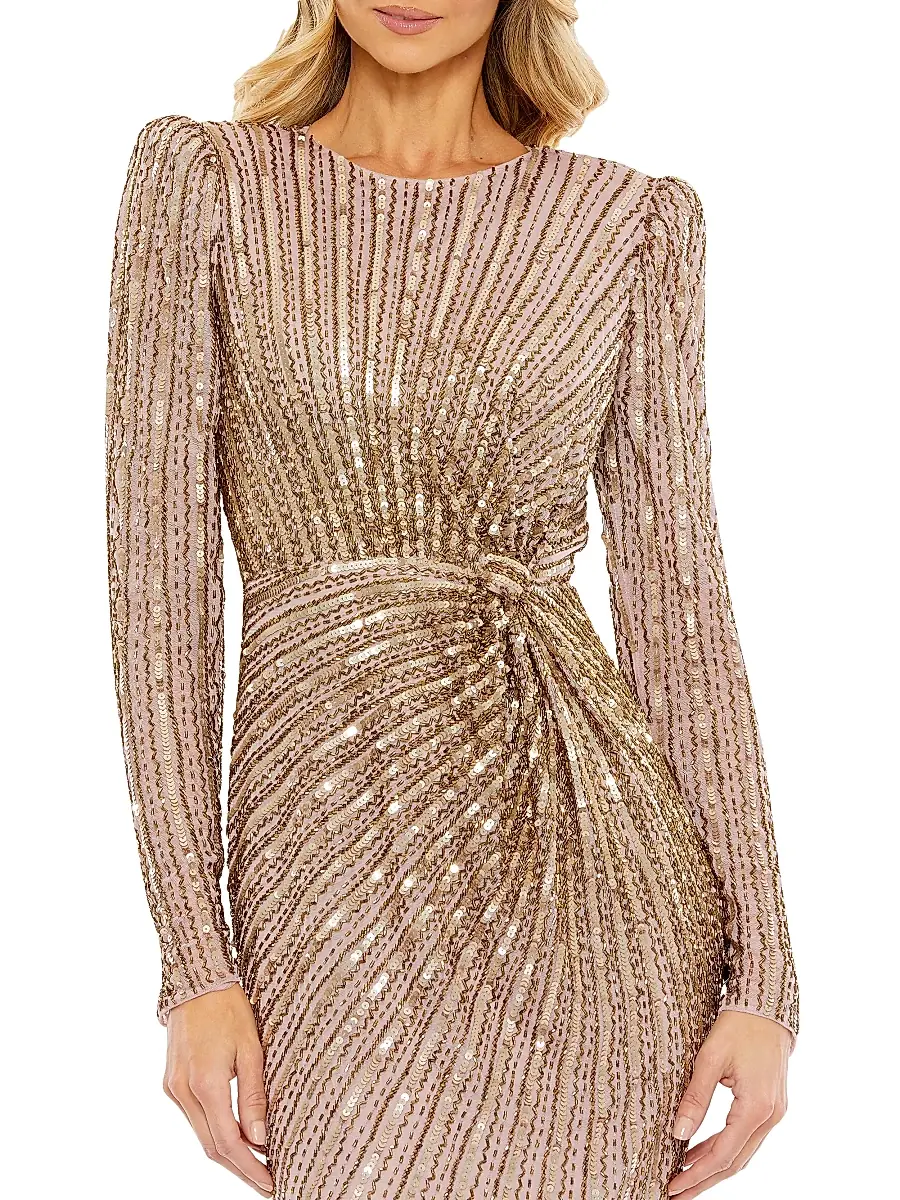 Mac Duggal Women's Embellished Knotted Column Gown | Thumbnail 3 Mac Duggal Women's Embellished Knotted Column Gown | Thumbnail 3