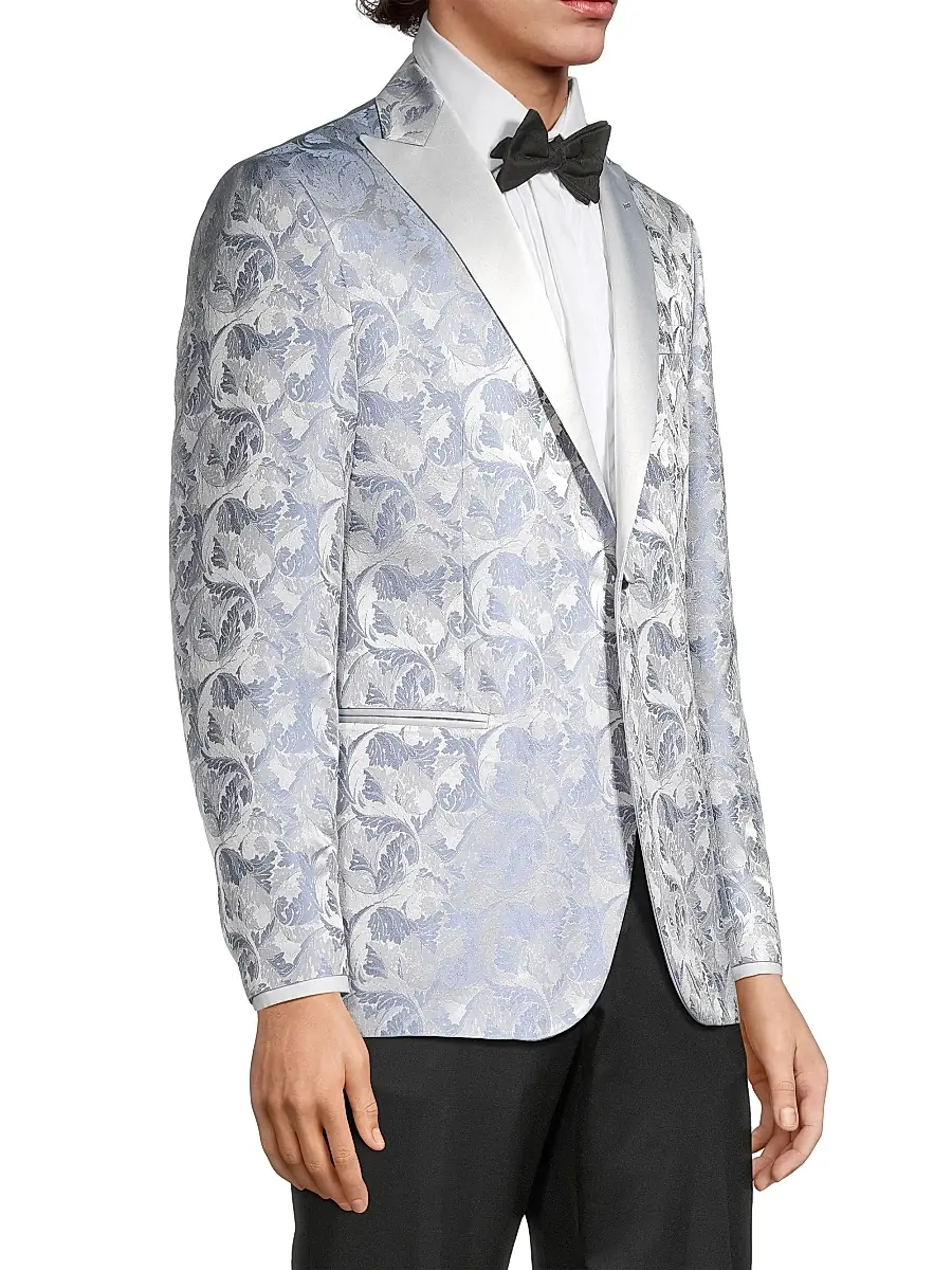 CORNELIANI Men's Jacquard Silk-Blend One-Button Dinner Jacket | Thumbnail 4 CORNELIANI Men's Jacquard Silk-Blend One-Button Dinner Jacket | Thumbnail 4