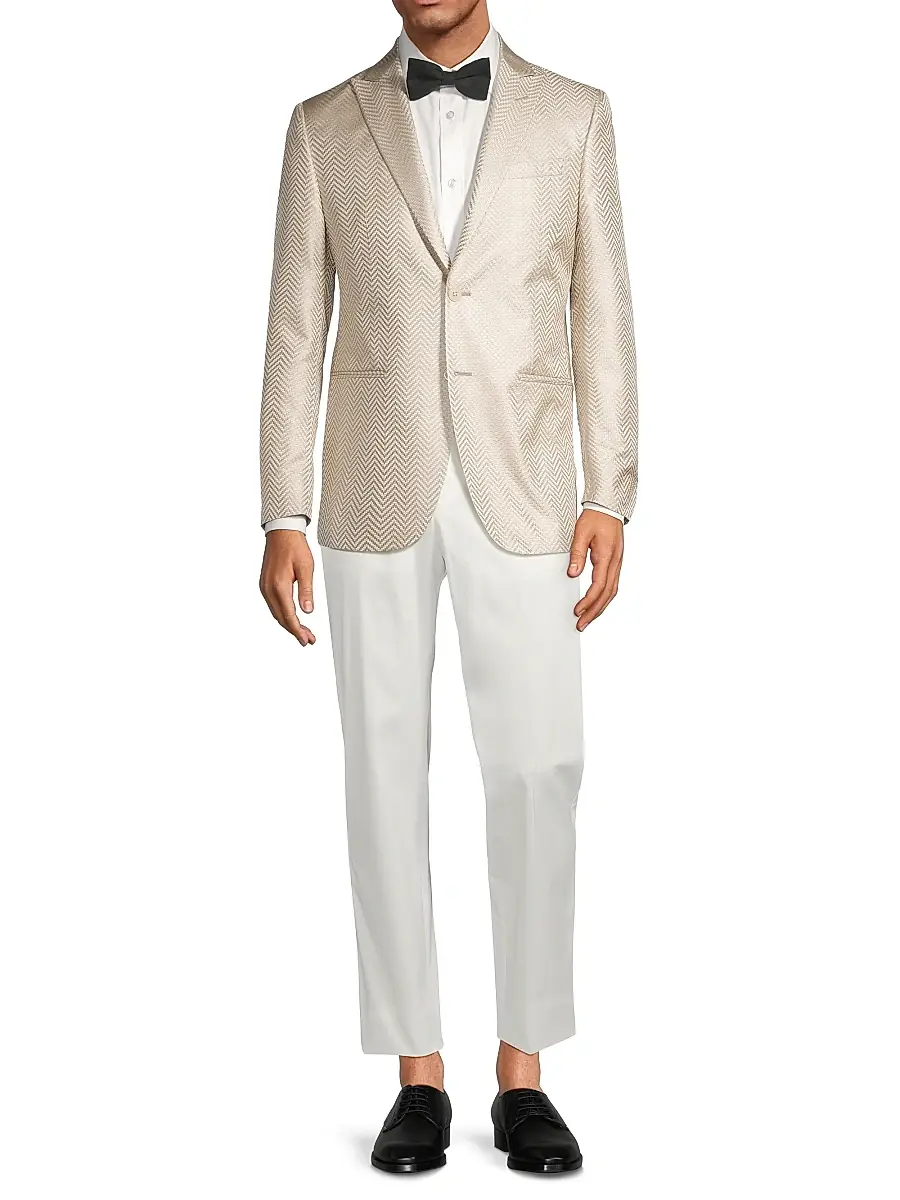 CORNELIANI Men's Silk Chevron Dinner Jacket | Thumbnail 2 CORNELIANI Men's Silk Chevron Dinner Jacket | Thumbnail 2