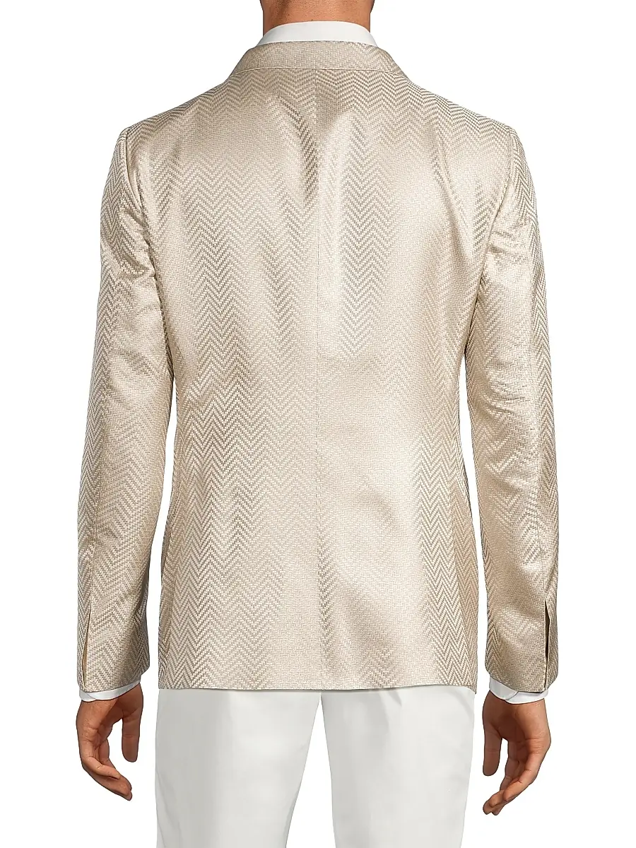 CORNELIANI Men's Silk Chevron Dinner Jacket | Thumbnail 5 CORNELIANI Men's Silk Chevron Dinner Jacket | Thumbnail 5