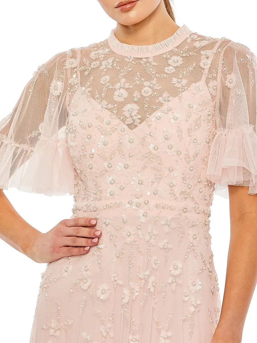 Mac Duggal Women's Floral Sequin-Embellished A-Line Gown | Thumbnail 3