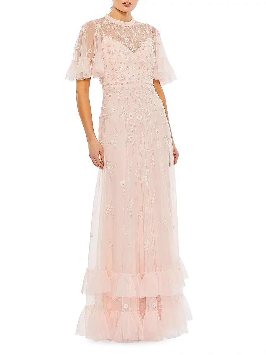 Mac Duggal Women's Floral Sequin-Embellished A-Line Gown
