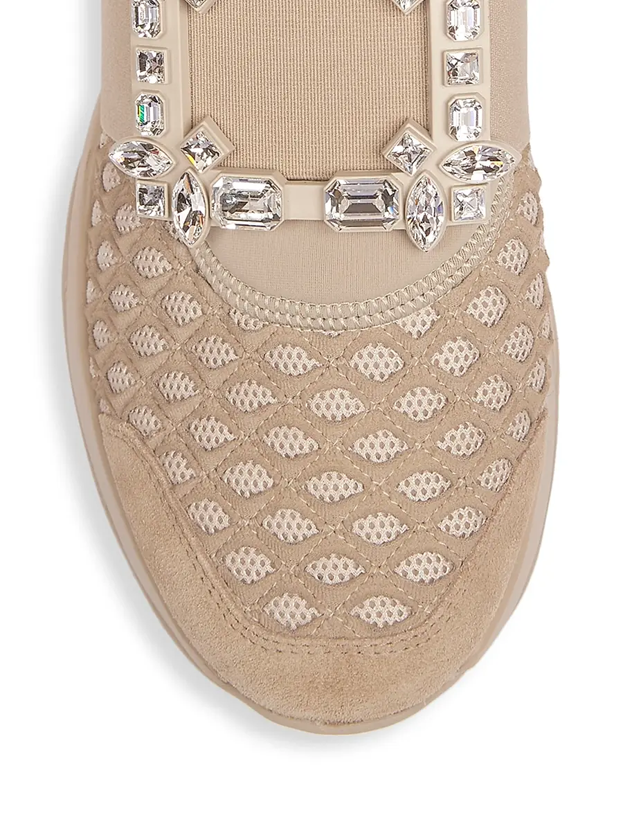 Roger Vivier Women's Viv Run Strass Buckle Sneakers - Beige | Thumbnail 4