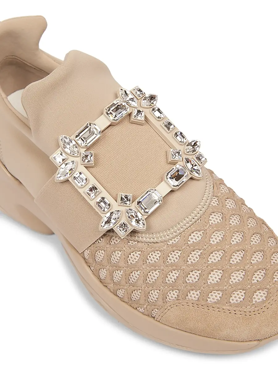Roger Vivier Women's Viv Run Strass Buckle Sneakers - Beige | Thumbnail 6