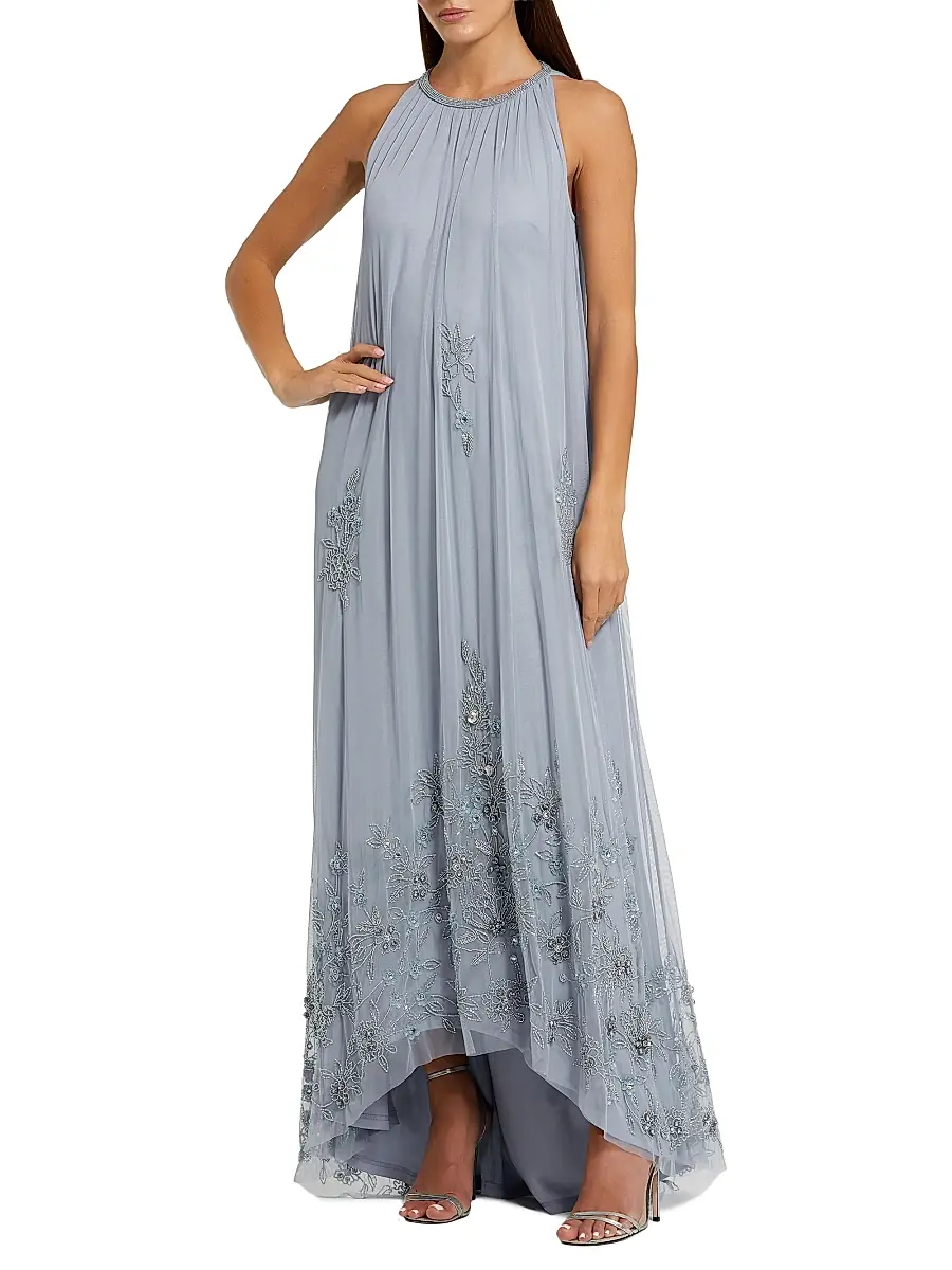 Mac Duggal Women's Embellished Tulle Trapeze Gown