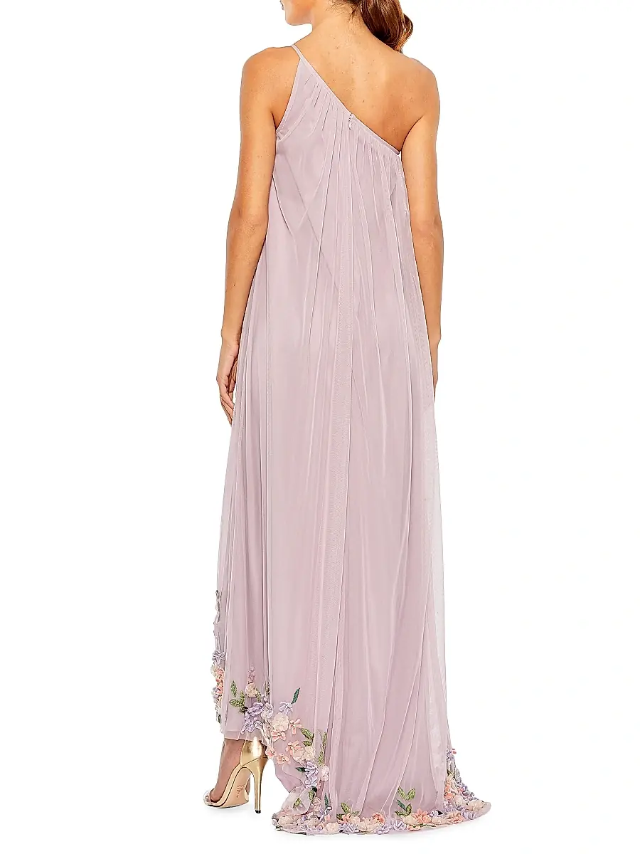 Mac Duggal Women's Mac Asymmetric Floral Chiffon High-Low Gown | Thumbnail 3 Mac Duggal Women's Mac Asymmetric Floral Chiffon High-Low Gown | Thumbnail 3