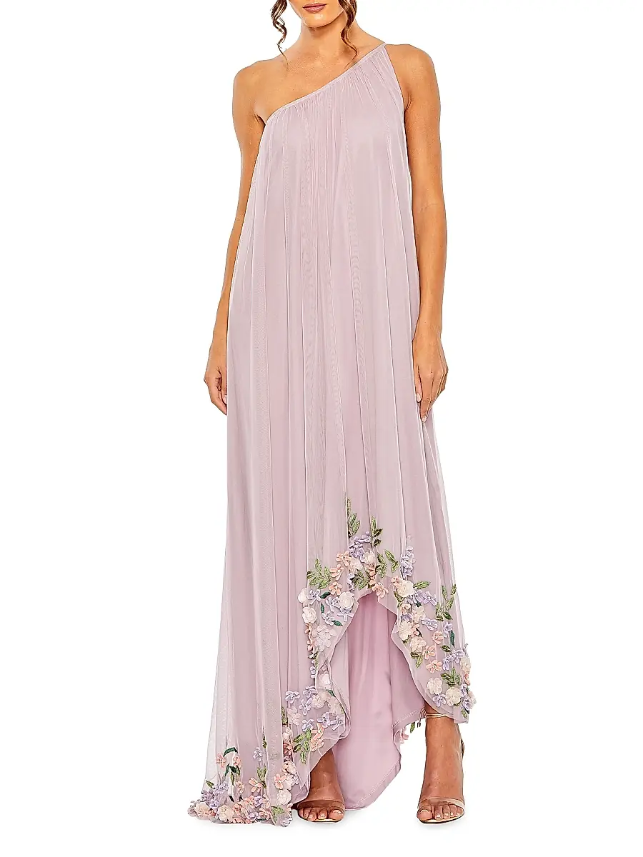 Mac Duggal Women's Mac Asymmetric Floral Chiffon High-Low Gown