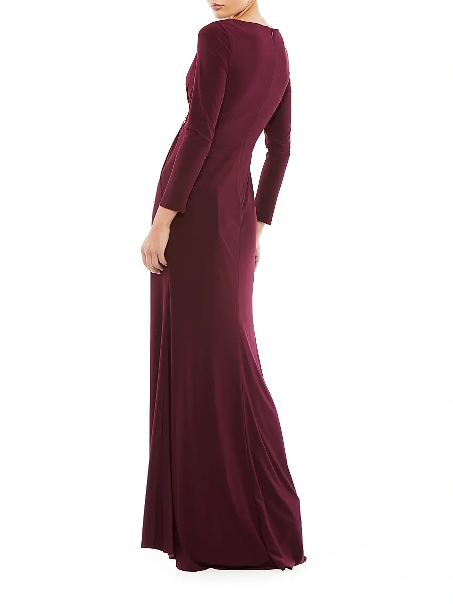 Mac Duggal Women's Appliqué Long-Sleeve Gown | Thumbnail 2 Mac Duggal Women's Appliqué Long-Sleeve Gown | Thumbnail 2