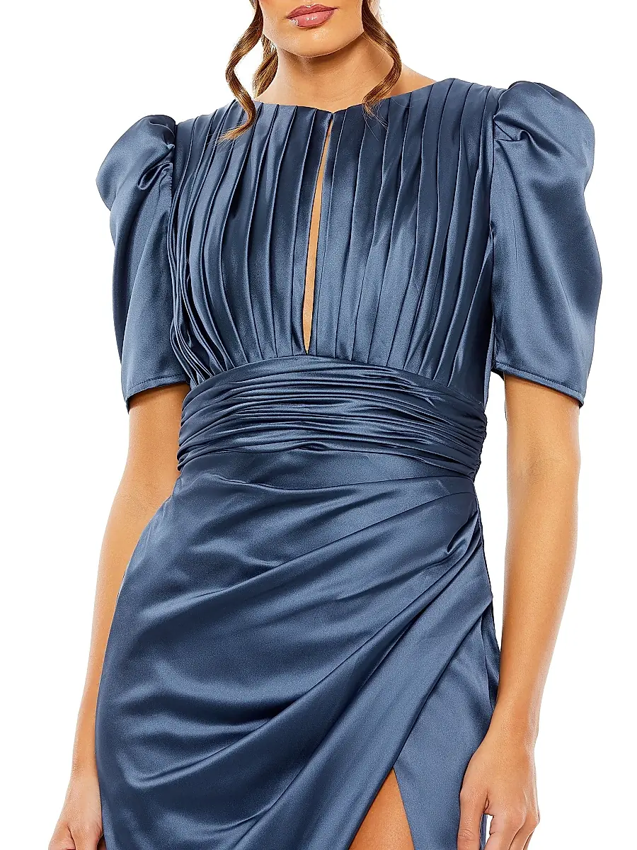Mac Duggal Women's Satom Puff-Sleeve Draped Gown | Thumbnail 3
