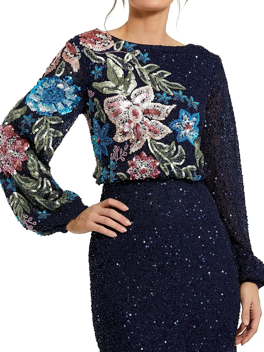 Mac Duggal Women's Floral Emellished Gown | Thumbnail 3 Mac Duggal Women's Floral Emellished Gown | Thumbnail 3