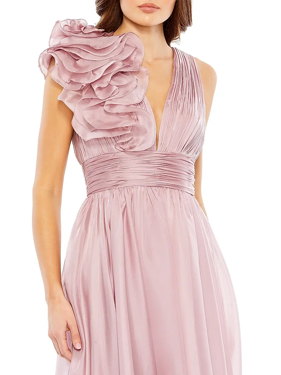 Mac Duggal Women's Chiffon Sleeveless Fit & Flare Midi-Dress - Rose | Thumbnail 4 Mac Duggal Women's Chiffon Sleeveless Fit & Flare Midi-Dress - Rose | Thumbnail 4