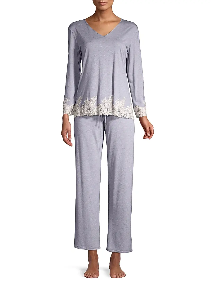 Natori Women's Luxe Shangri La Two-Piece Pajama Set - Grey | Thumbnail 2 Natori Women's Luxe Shangri La Two-Piece Pajama Set - Grey | Thumbnail 2