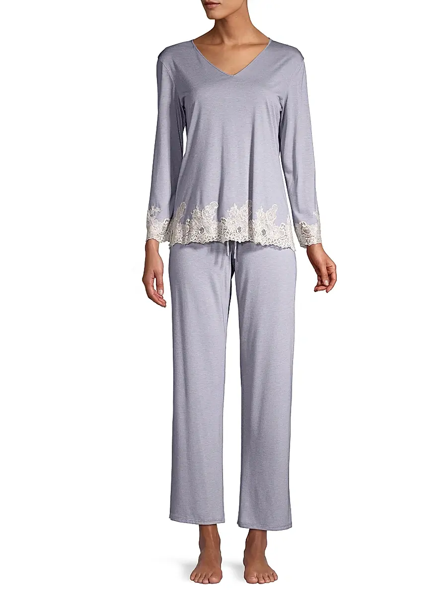 Natori Women's Luxe Shangri La Two-Piece Pajama Set - Grey | Thumbnail 3 Natori Women's Luxe Shangri La Two-Piece Pajama Set - Grey | Thumbnail 3