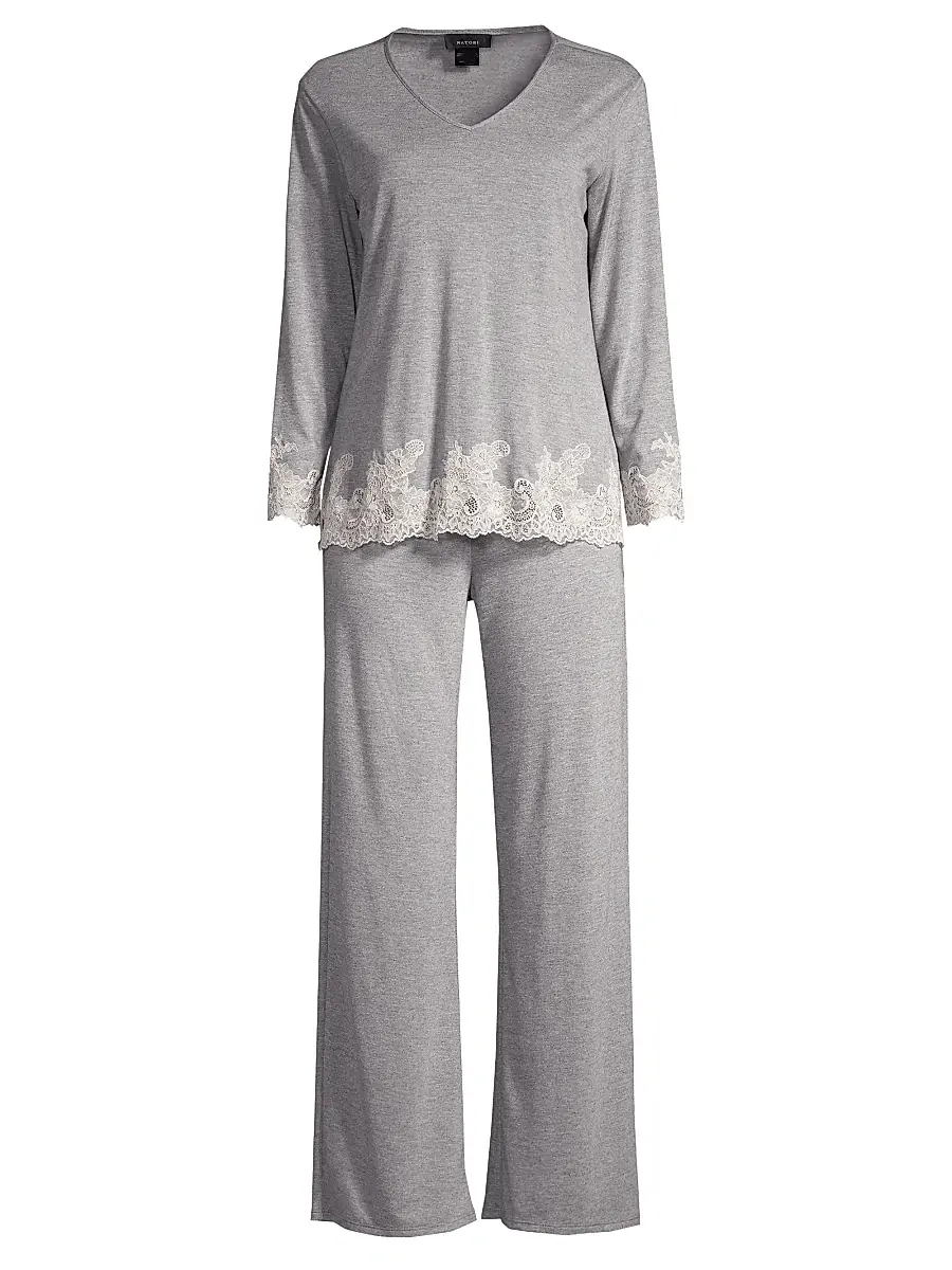 Natori Women's Luxe Shangri La Two-Piece Pajama Set - Grey | Thumbnail 7 Natori Women's Luxe Shangri La Two-Piece Pajama Set - Grey | Thumbnail 7