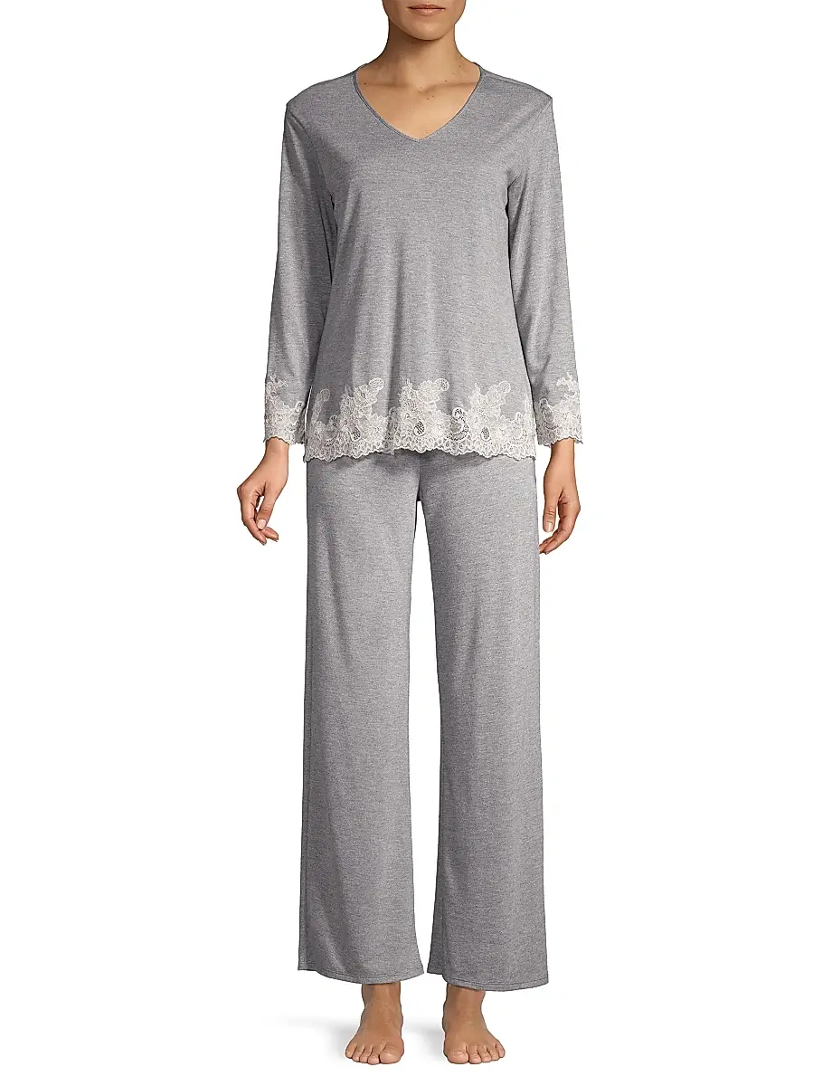 Women's Luxe Shangri La Two-Piece Pajama Set - Grey Women's Luxe Shangri La Two-Piece Pajama Set - Grey