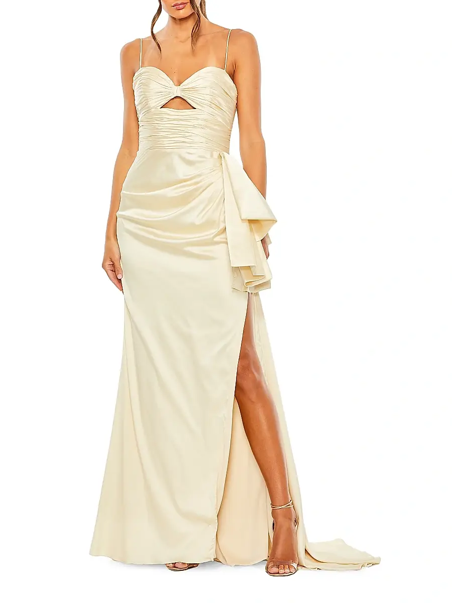 Mac Duggal Women's Cut-Out Bow Satin Gown | Image 1 Mac Duggal Women's Cut-Out Bow Satin Gown | Image 1