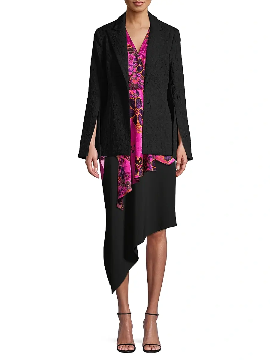 Josie Natori Women's Textured Split Sleeve Blazer | Thumbnail 2 Josie Natori Women's Textured Split Sleeve Blazer | Thumbnail 2