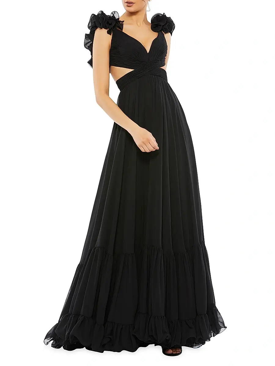 Mac Duggal Women's Ieena Cutout Chiffon Gown | Thumbnail 3 Mac Duggal Women's Ieena Cutout Chiffon Gown | Thumbnail 3