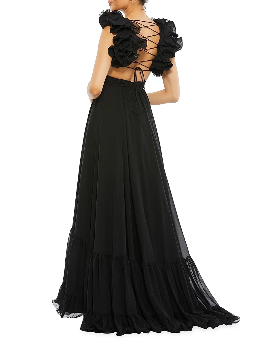 Mac Duggal Women's Ieena Cutout Chiffon Gown | Thumbnail 4 Mac Duggal Women's Ieena Cutout Chiffon Gown | Thumbnail 4