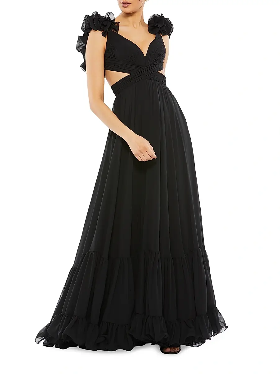 Mac Duggal Women's Ieena Cutout Chiffon Gown