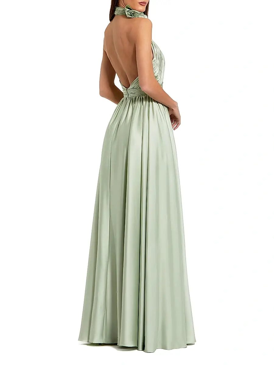 Mac Duggal Women's Chiffon Halter Gown | Thumbnail 2 Mac Duggal Women's Chiffon Halter Gown | Thumbnail 2