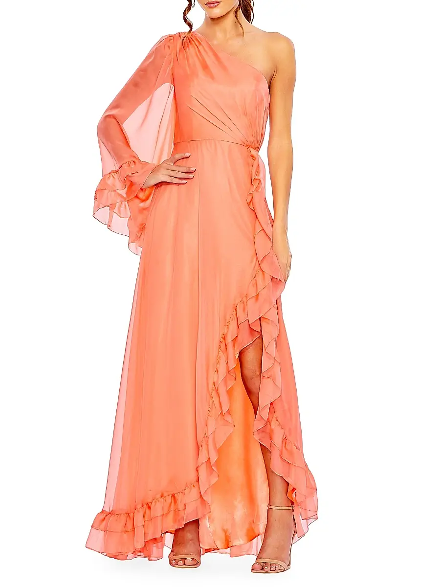 Mac Duggal Women's Ieena One-Shoulder Ruffled Gown | Thumbnail 2 Mac Duggal Women's Ieena One-Shoulder Ruffled Gown | Thumbnail 2