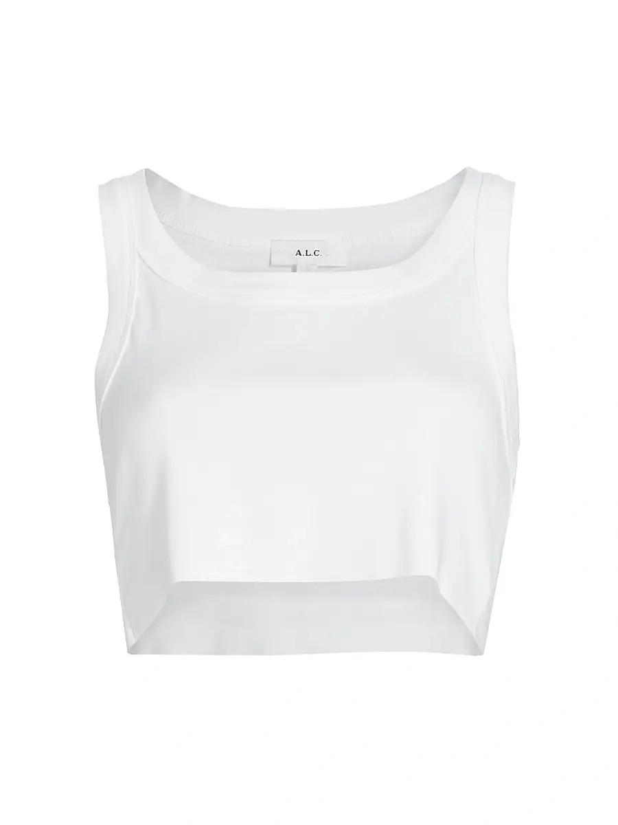 A.L.C. Women's Halsey Cotton Crop Tank - White | Image 1 A.L.C. Women's Halsey Cotton Crop Tank - White | Image 1