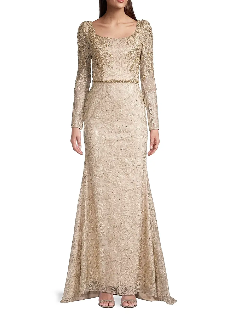 Mac Duggal Women's Beaded Lace A-Line Gown | Thumbnail 3 Mac Duggal Women's Beaded Lace A-Line Gown | Thumbnail 3