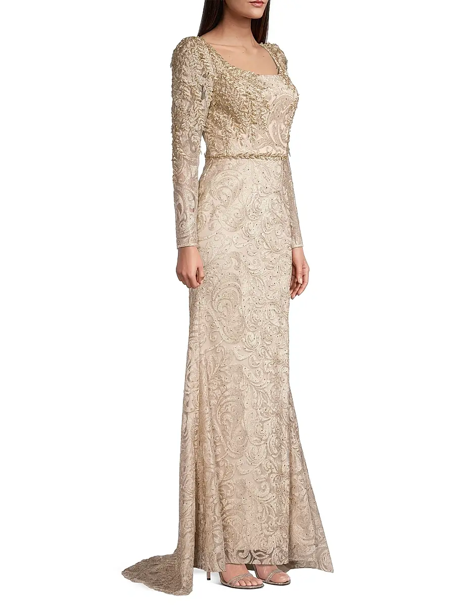 Mac Duggal Women's Beaded Lace A-Line Gown | Thumbnail 4 Mac Duggal Women's Beaded Lace A-Line Gown | Thumbnail 4