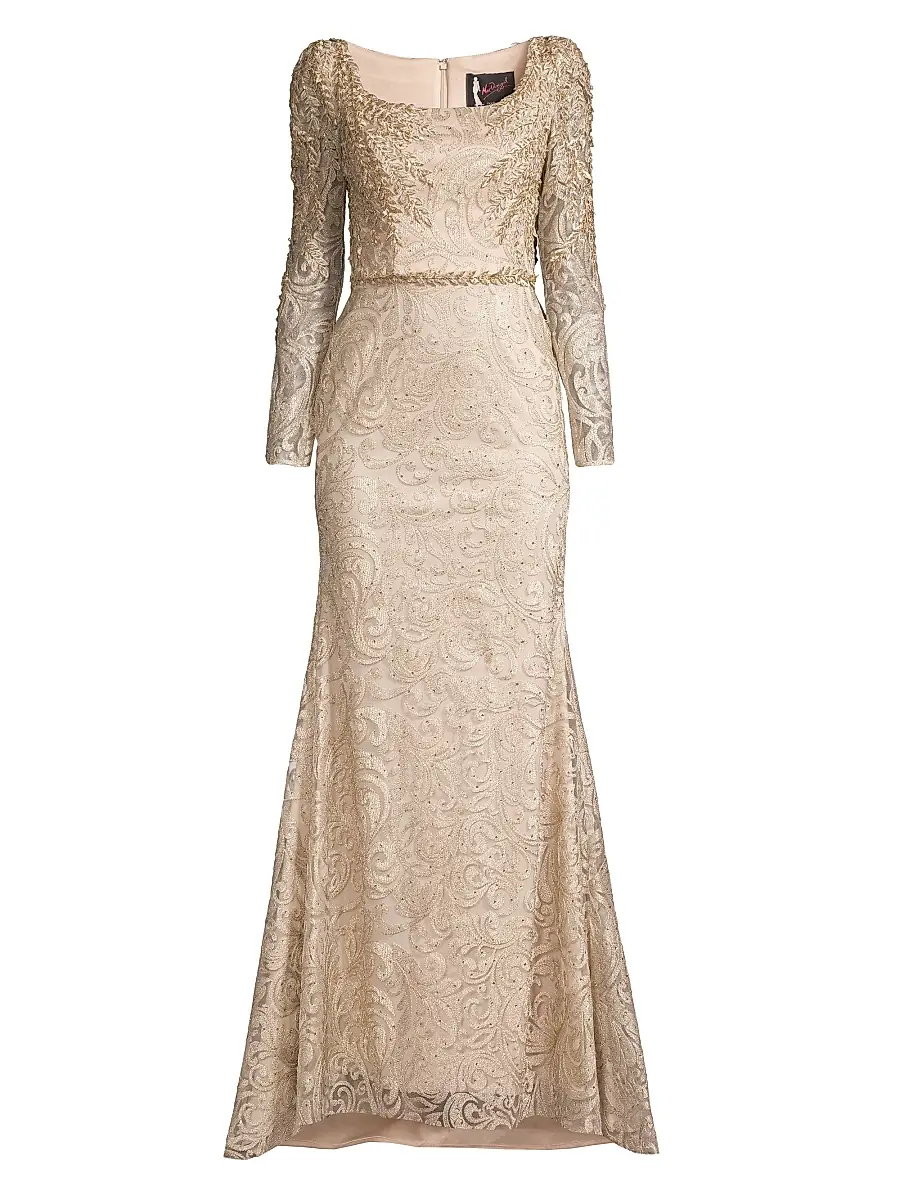 Mac Duggal Women's Beaded Lace A-Line Gown