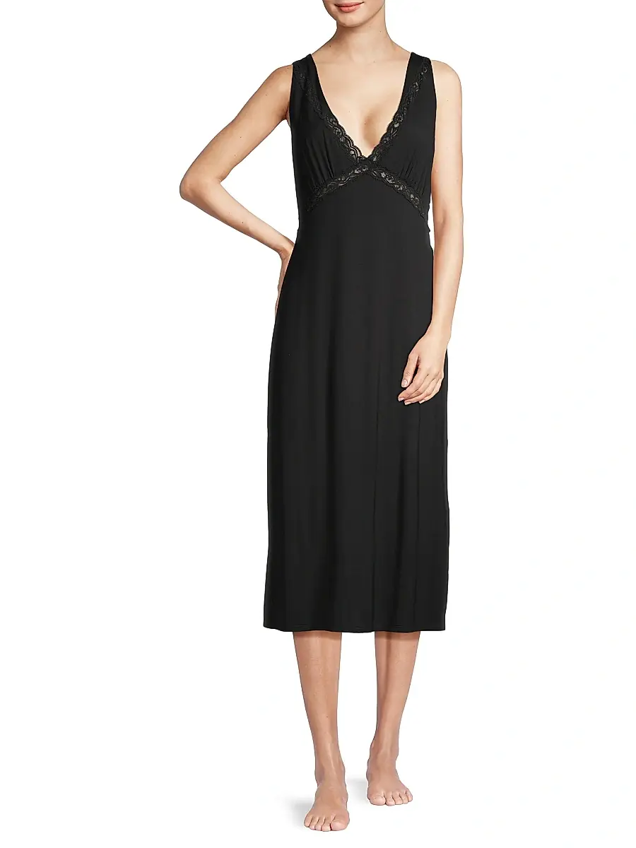 Natori Women's Feathers Essentials Slip Midi-Dress | Thumbnail 2 Natori Women's Feathers Essentials Slip Midi-Dress | Thumbnail 2