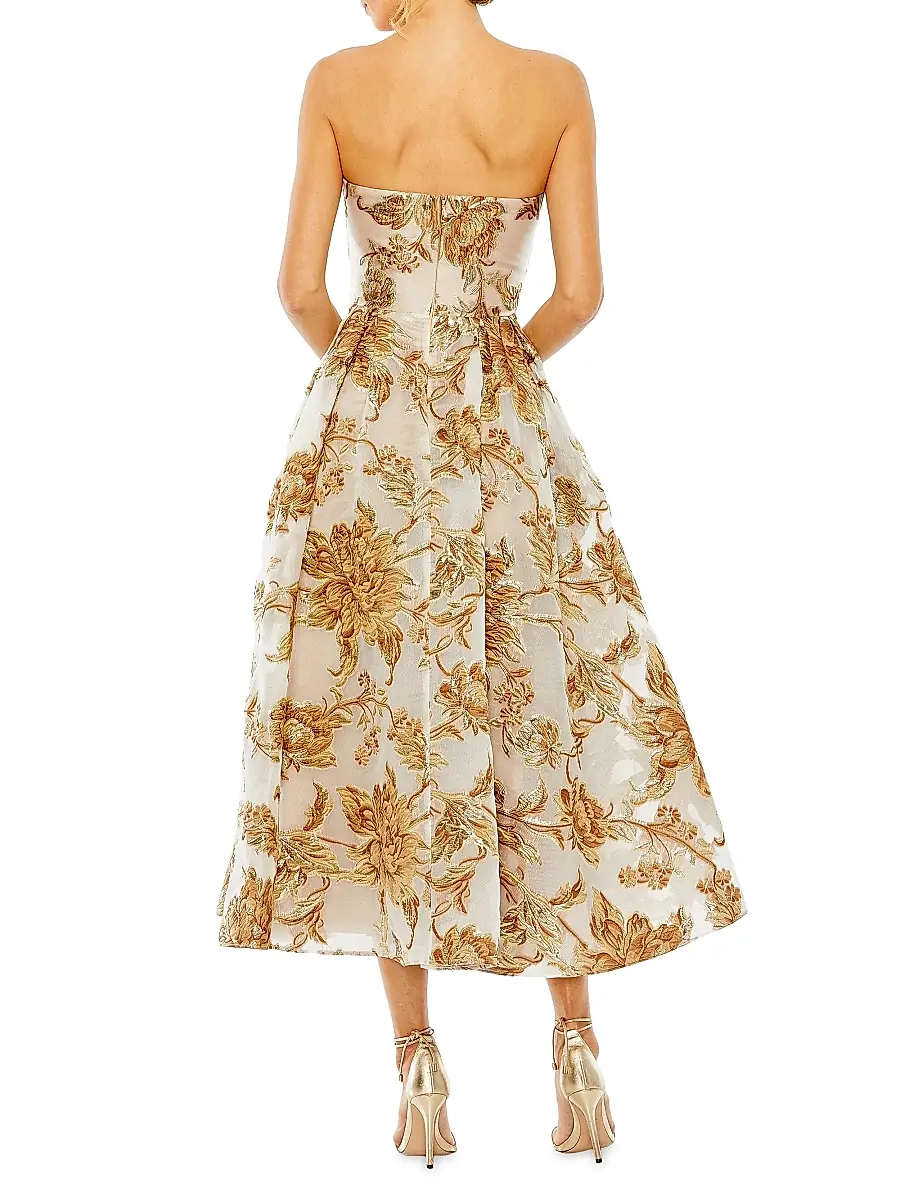 Mac Duggal Women's Strapless Brocade Midi-Dress | Thumbnail 2 Mac Duggal Women's Strapless Brocade Midi-Dress | Thumbnail 2