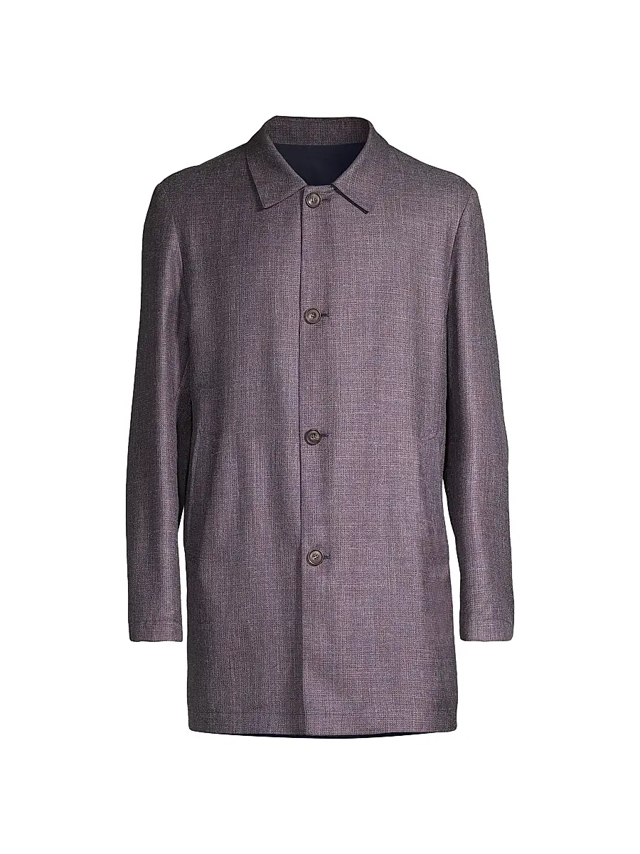CORNELIANI Men's Reversible Wool & Silk Blend Trench Coat | Image 1 CORNELIANI Men's Reversible Wool & Silk Blend Trench Coat | Image 1