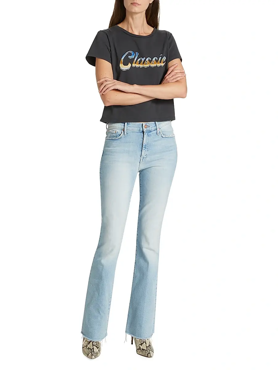 Mother Women's Weekender Fray Mid-Rise Flared Jeans | Thumbnail 2