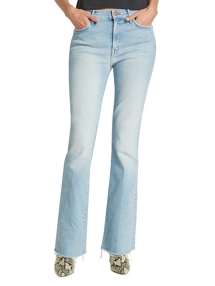 Mother Women's Weekender Fray Mid-Rise Flared Jeans | Thumbnail 3