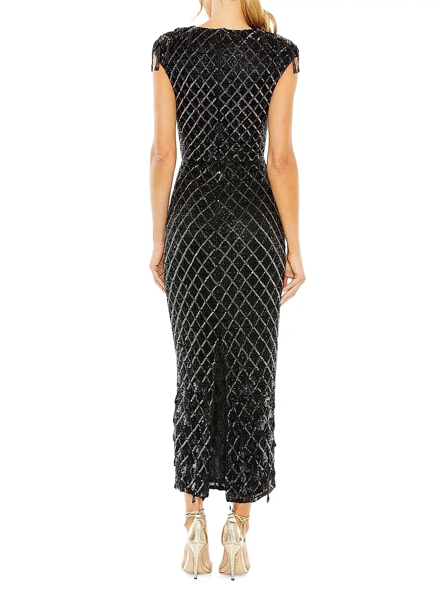 Mac Duggal Women's Crystal Fringe Cap-Sleeve Dress | Thumbnail 2 Mac Duggal Women's Crystal Fringe Cap-Sleeve Dress | Thumbnail 2