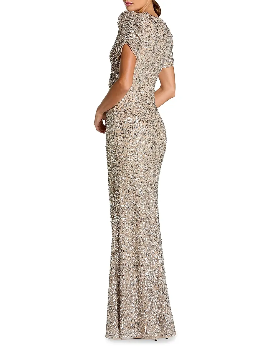 Mac Duggal Women's Beaded Short-Sleeve Gown | Thumbnail 2 Mac Duggal Women's Beaded Short-Sleeve Gown | Thumbnail 2