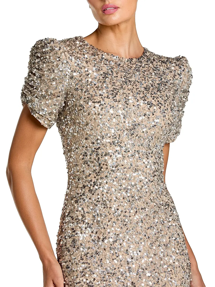 Mac Duggal Women's Beaded Short-Sleeve Gown | Thumbnail 3 Mac Duggal Women's Beaded Short-Sleeve Gown | Thumbnail 3