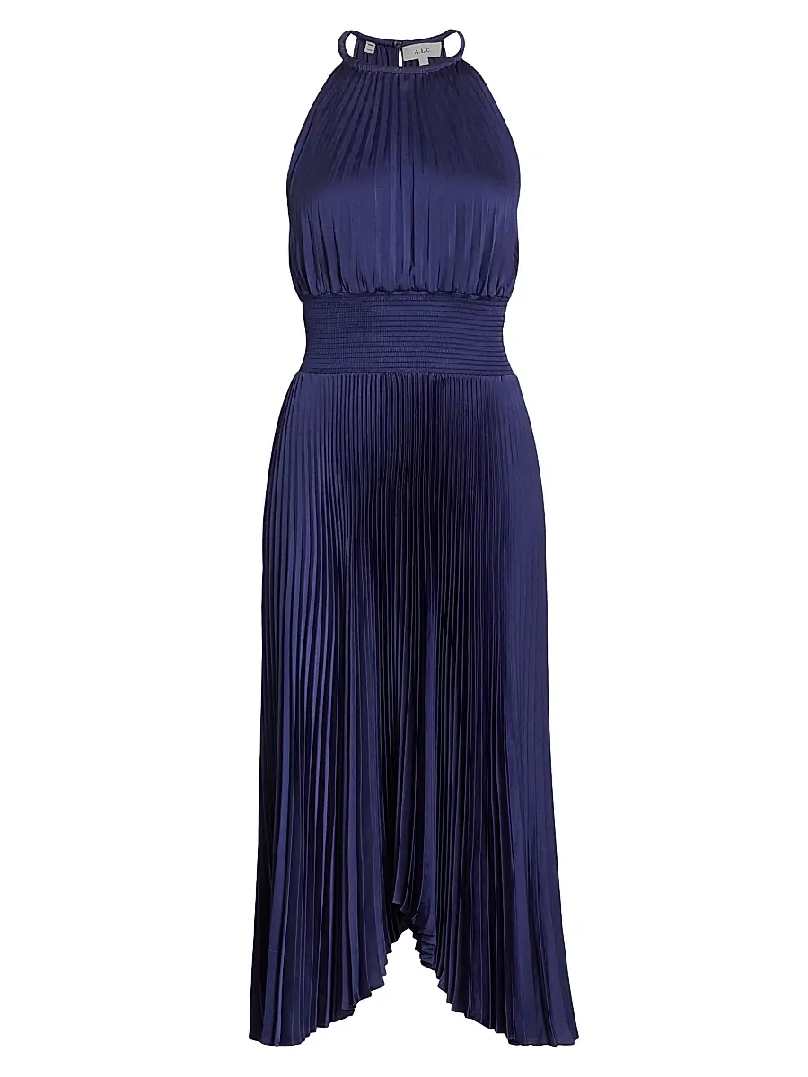 A.L.C. Women's Renzo II Pleated Midi-Dress - Riviera | Image 1 A.L.C. Women's Renzo II Pleated Midi-Dress - Riviera | Image 1