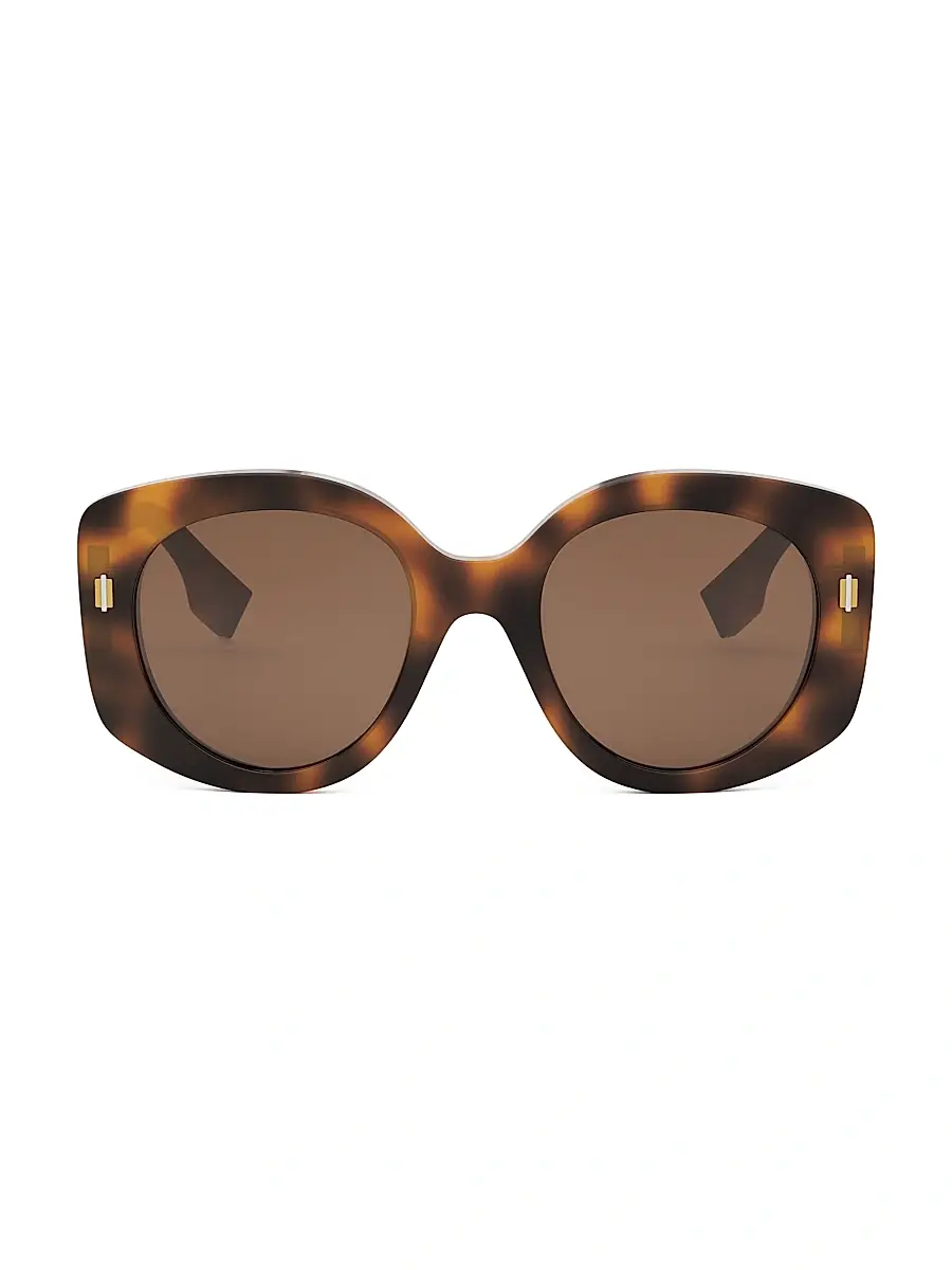 Fendi Women's Roma 51MM Round Sunglasses - Blonde Havana Brown | Thumbnail 2 Fendi Women's Roma 51MM Round Sunglasses - Blonde Havana Brown | Thumbnail 2