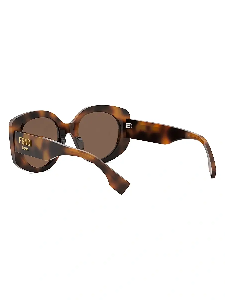 Fendi Women's Roma 51MM Round Sunglasses - Blonde Havana Brown | Thumbnail 4 Fendi Women's Roma 51MM Round Sunglasses - Blonde Havana Brown | Thumbnail 4