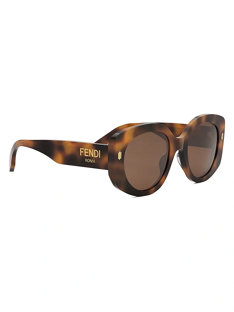 Fendi Women's Roma 51MM Round Sunglasses - Blonde Havana Brown | Thumbnail 8 Fendi Women's Roma 51MM Round Sunglasses - Blonde Havana Brown | Thumbnail 8