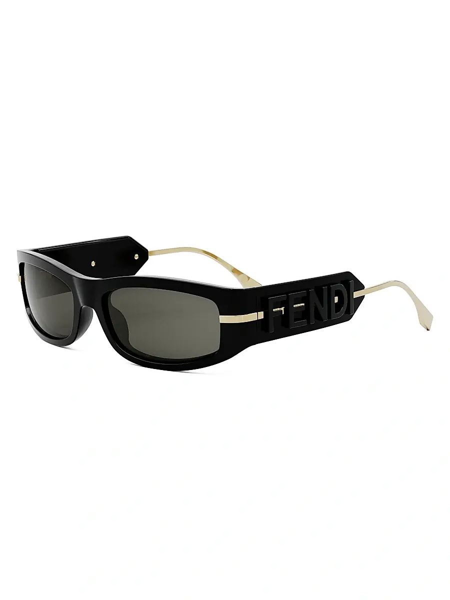 Fendi Women's Fendigraphy 57MM Oval Sunglasses - Shiny Black Smoke | Thumbnail 2