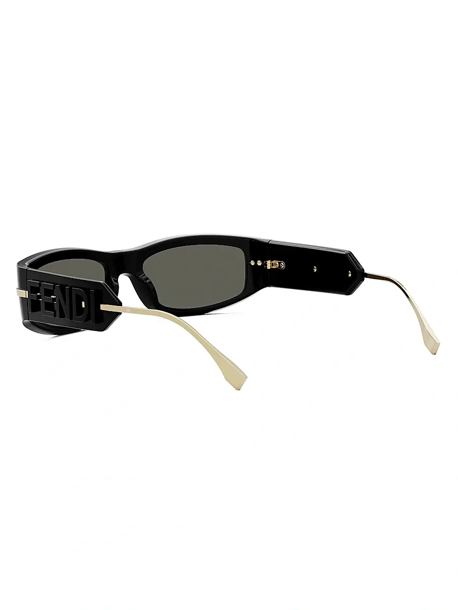 Fendi Women's Fendigraphy 57MM Oval Sunglasses - Shiny Black Smoke | Thumbnail 4