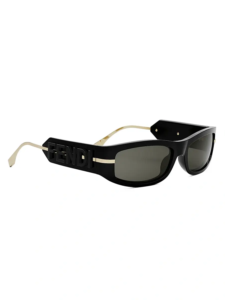 Fendi Women's Fendigraphy 57MM Oval Sunglasses - Shiny Black Smoke | Thumbnail 8