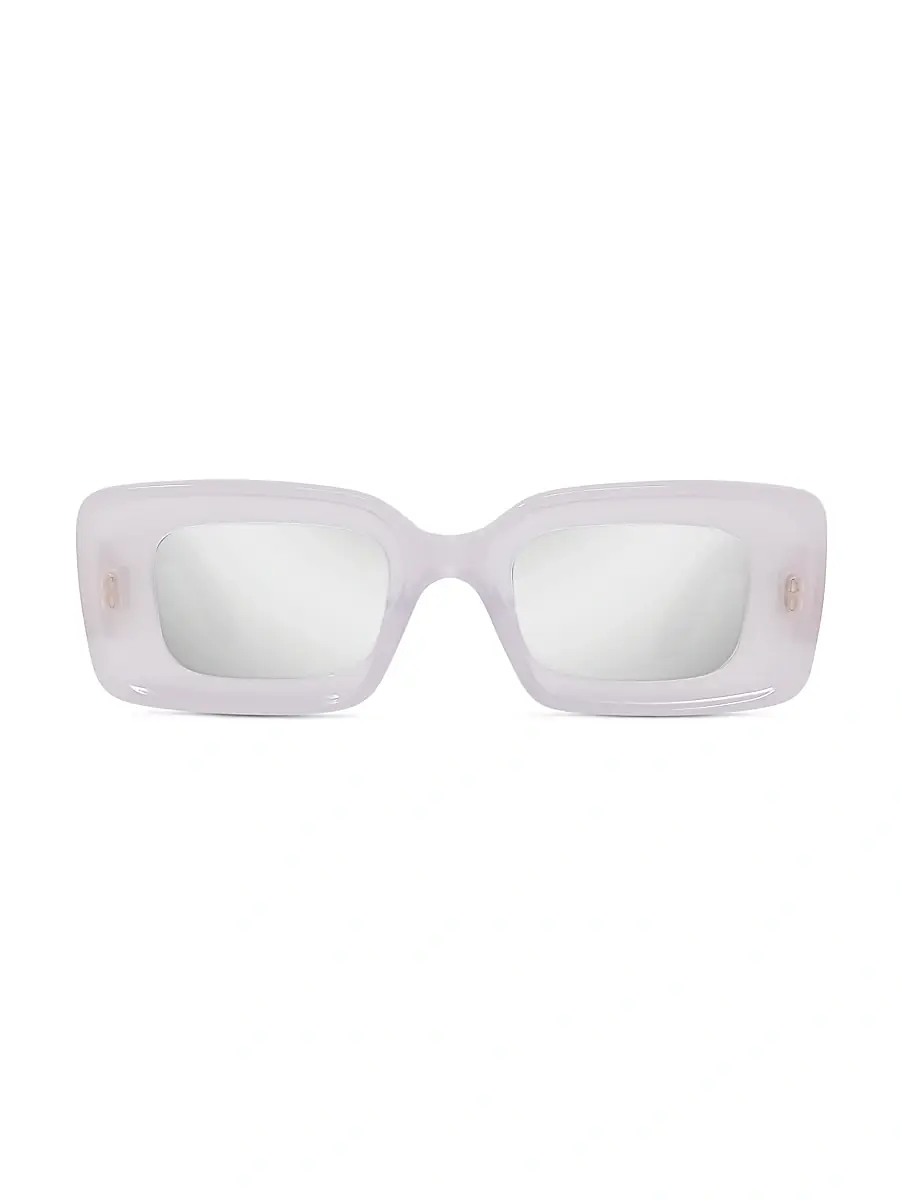 LOEWE Women's Chunky Anagram Rectangle Sunglasses - Ivory Smoke Mirror | Thumbnail 2 LOEWE Women's Chunky Anagram Rectangle Sunglasses - Ivory Smoke Mirror | Thumbnail 2