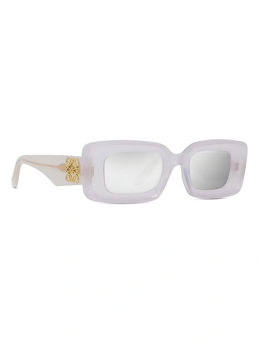 LOEWE Women's Chunky Anagram Rectangle Sunglasses - Ivory Smoke Mirror | Thumbnail 8 LOEWE Women's Chunky Anagram Rectangle Sunglasses - Ivory Smoke Mirror | Thumbnail 8
