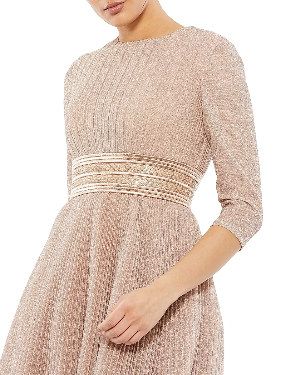 Mac Duggal Women's Pleated Belted Cocktail Dress | Thumbnail 3 Mac Duggal Women's Pleated Belted Cocktail Dress | Thumbnail 3