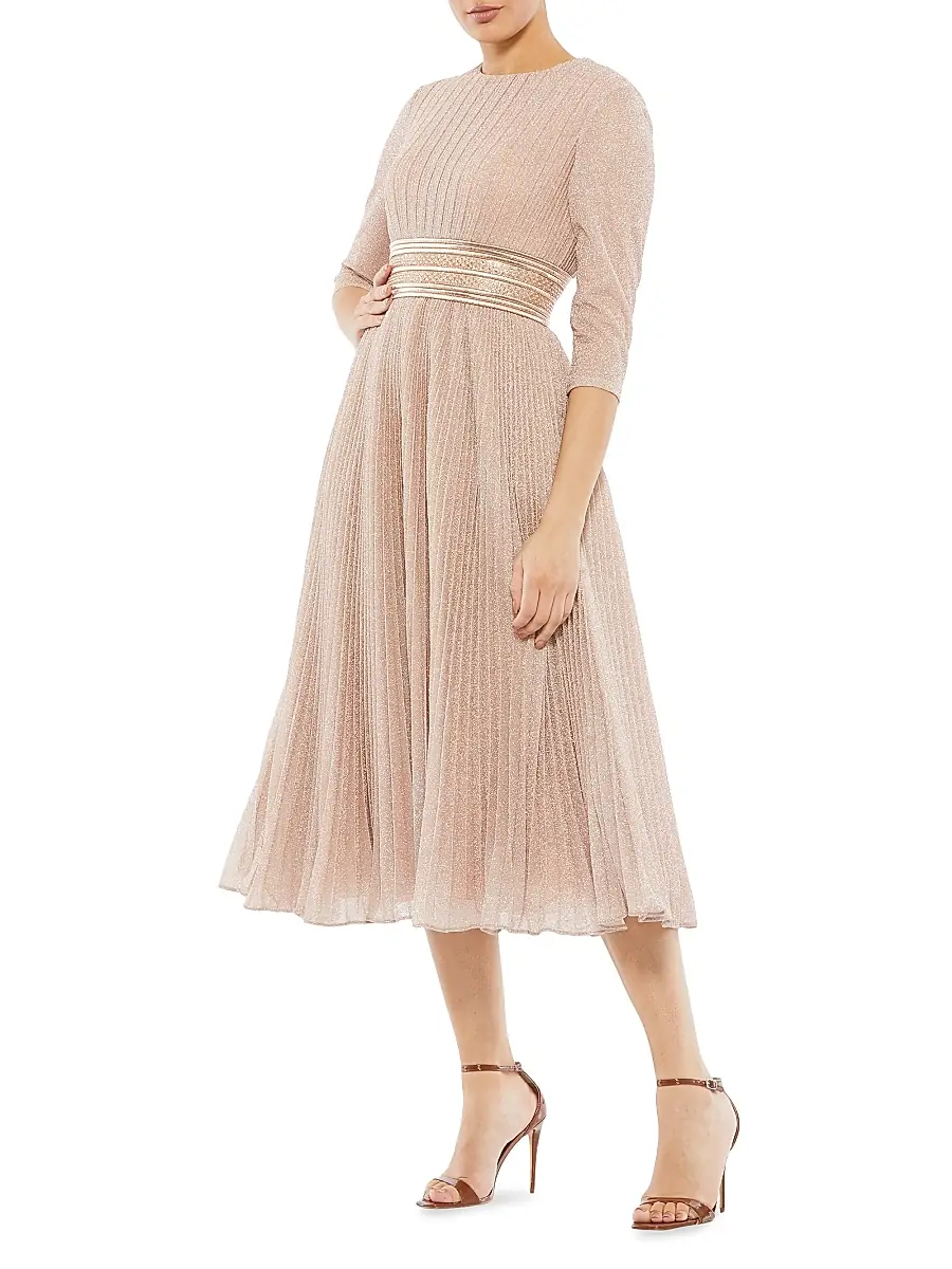 Mac Duggal Women's Pleated Belted Cocktail Dress