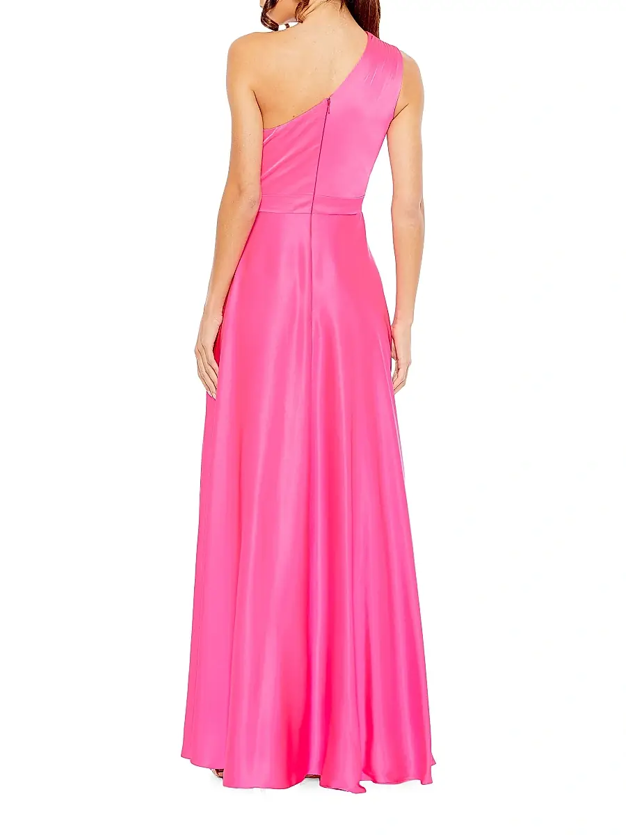Mac Duggal Women's One-Shoulder High-Low Satin Gown | Thumbnail 3 Mac Duggal Women's One-Shoulder High-Low Satin Gown | Thumbnail 3